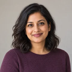 AI-generated portrait of Priya Shah, a fictional demo persona
